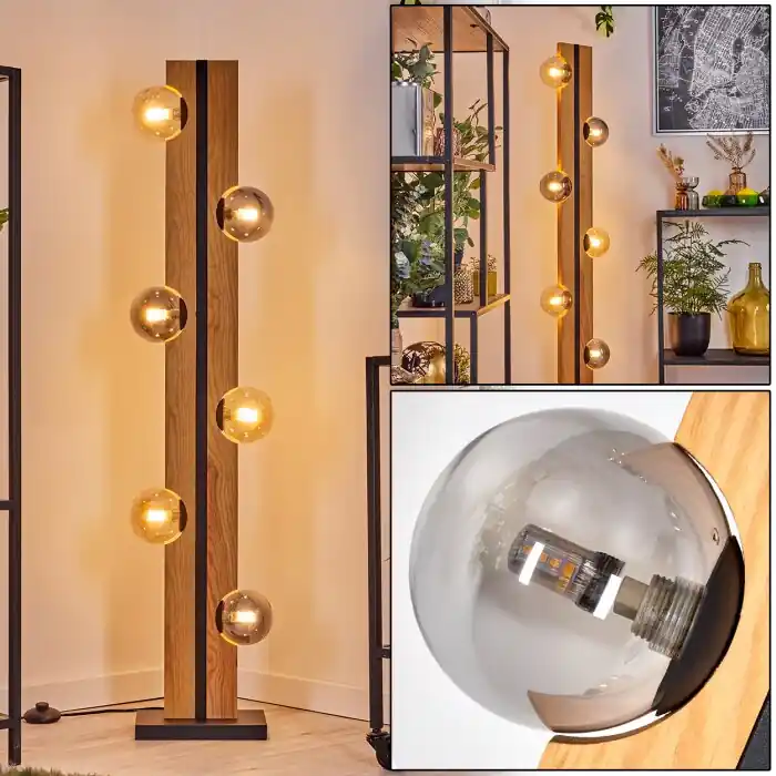 Chehalis Kogellampje, Staande lamp Natuurlijke kleuren, Zwart, 6-lichts Koop Online