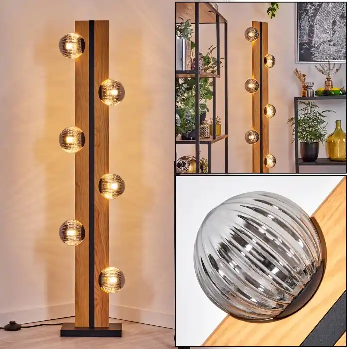 Dagaanbieding Chehalis Kogellampje, Staande lamp Natuurlijke kleuren, Zwart, 6-lichts