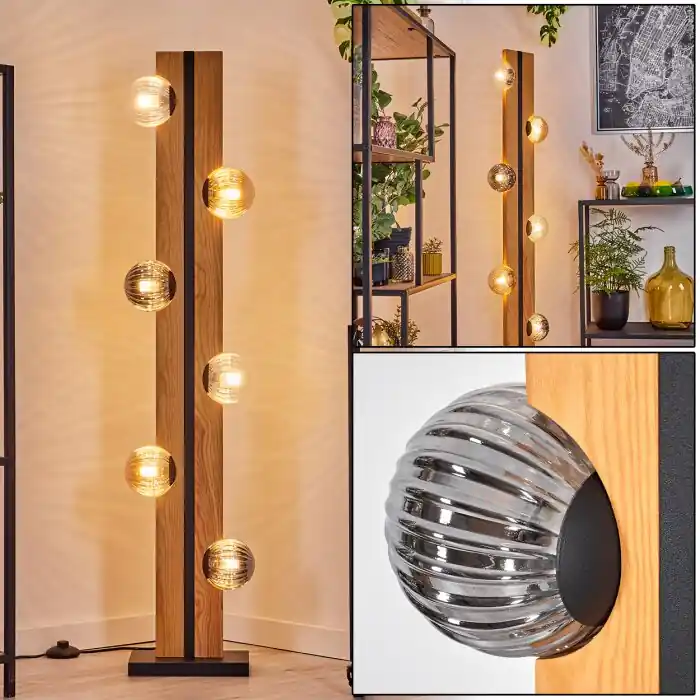 Meest Verkocht Chehalis Kogellampje, Staande lamp Natuurlijke kleuren, Zwart, 6-lichts
