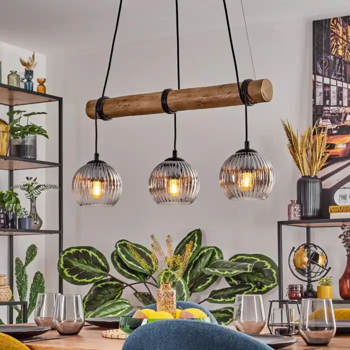 Laatste Kans Koyoto Hanglamp, Kogellampje, Hanglamp Natuurlijke kleuren, Zwart, 3-lichts