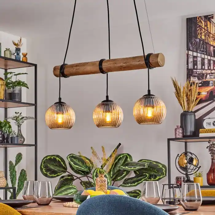 Koyoto Hanglamp, Kogellampje, Hanglamp Natuurlijke kleuren, Zwart, 3-lichts Flitsaanbieding