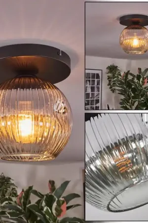 Aanbieding Ripoll Plafondlamp, Kogellampje Chroom, Duidelijk, Rookkleurig, 1-licht