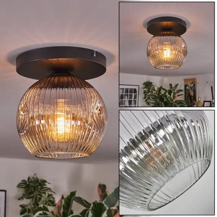 Speciale Aanbieding Ripoll Plafondlamp, Kogellampje Duidelijk, Rookkleurig, 1-licht