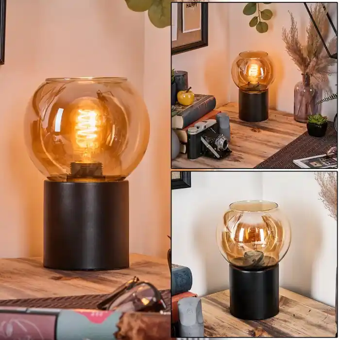 Koyoto Kogellampje, Bureaulamp, Tafellamp Amber, 1-licht Direct Verzonden