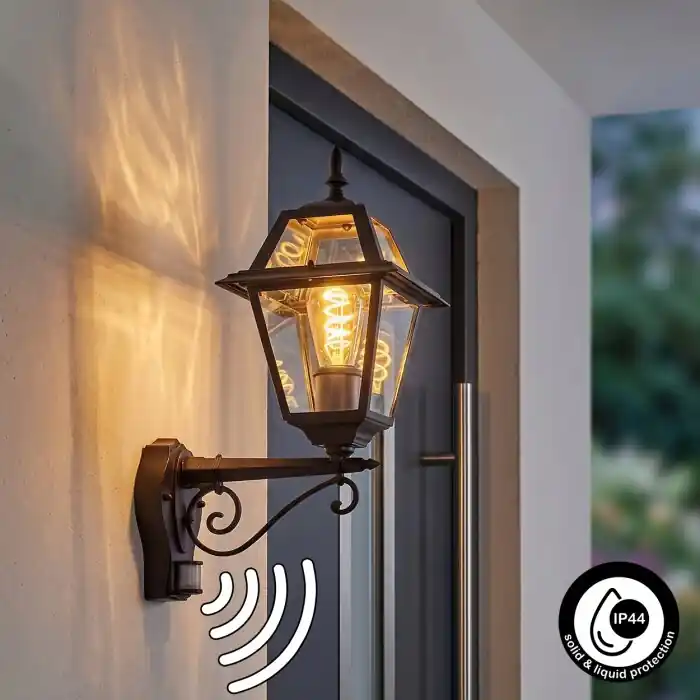 Lage Prijs Fornelos Buitenlicht, Wandlamp voor buiten, Wandlamp Zwart, 1-licht, Bewegingsmelder