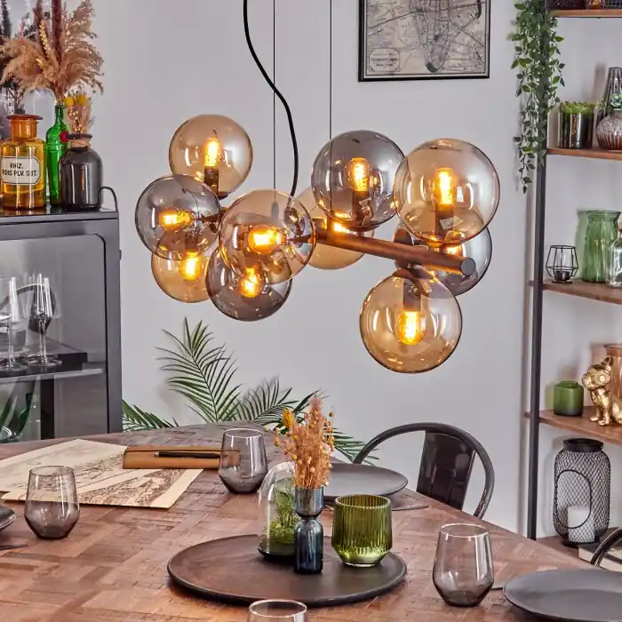 Op = Op Gastor Hanglamp, Kogellampje, Hanglamp Amber, Rookkleurig, 10-lichts
