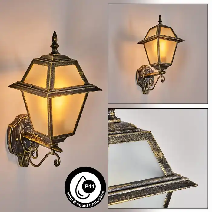 Fornelos Buitenlicht, Wandlamp voor buiten, Wandlamp Goud, Zwart, 1-licht Korting