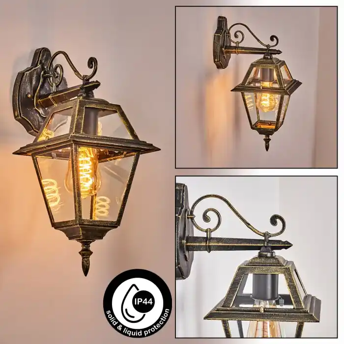Nu Kopen Fornelos Buitenlicht, Wandlamp voor buiten, Wandlamp Goud, Zwart, 1-licht