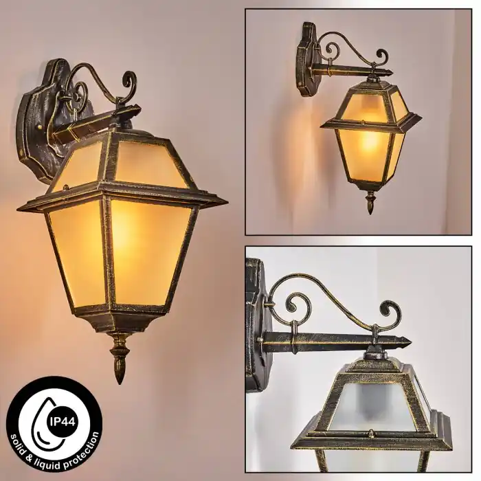 Fornelos Buitenlicht, Wandlamp voor buiten, Wandlamp Goud, Zwart, 1-licht Laatste Kans
