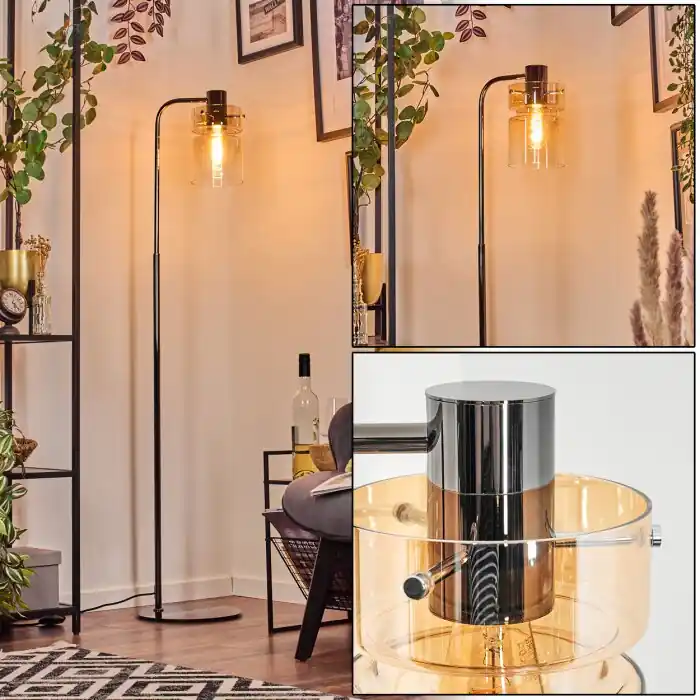 Hasvik Staande lamp Chroom, Zwart, 1-licht Direct Verzonden