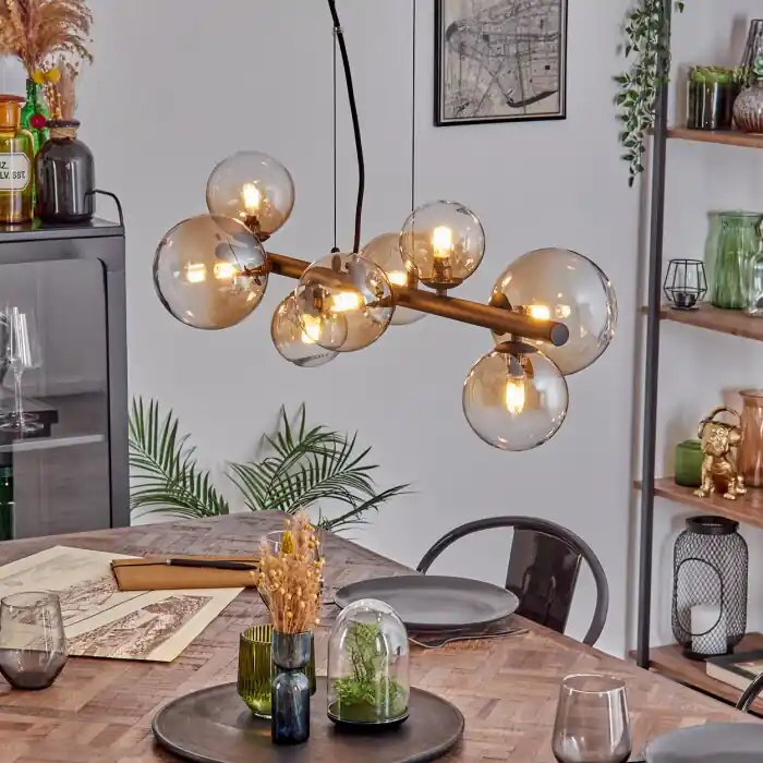 Chehalis Hanglamp, Kogellampje, Hanglamp Amber, Duidelijk, 8-lichts Beste Prijs