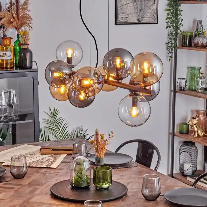 Gastor Hanglamp, Kogellampje, Hanglamp Amber, Duidelijk, Rookkleurig, 10-lichts Rechtstreeks Van De Fabrikant