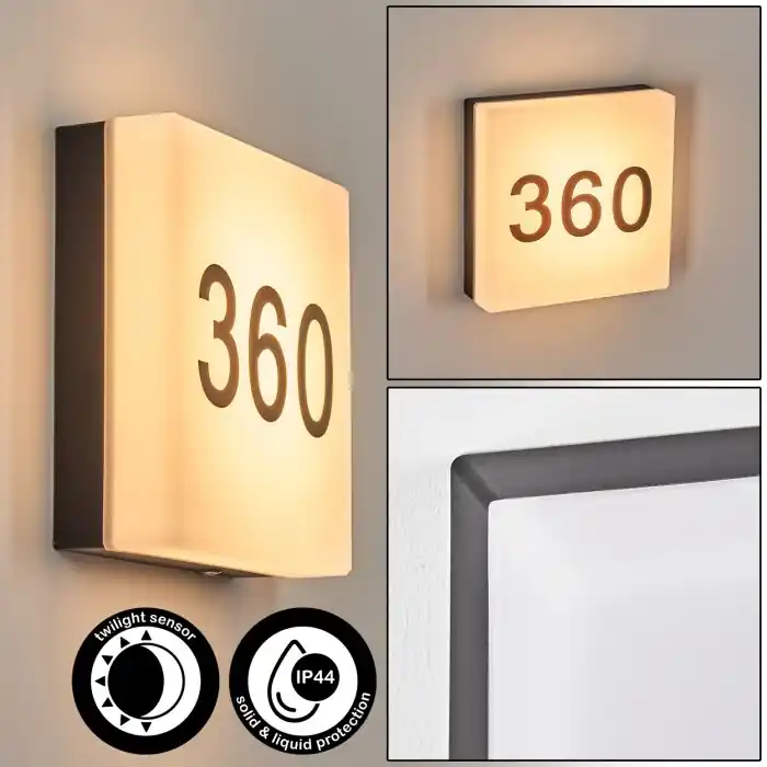 Sneslev Wandlamp voor buiten, Huisnummer licht, Wandlamp Zwart, 1-licht Betrouwbaar