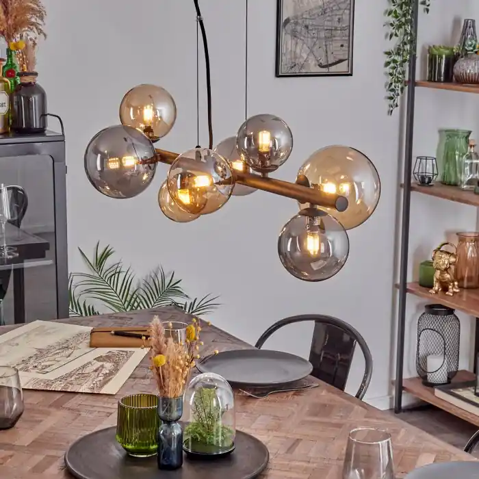 Shop Nu Chehalis Hanglamp, Kogellampje, Hanglamp Amber, Rookkleurig, 8-lichts
