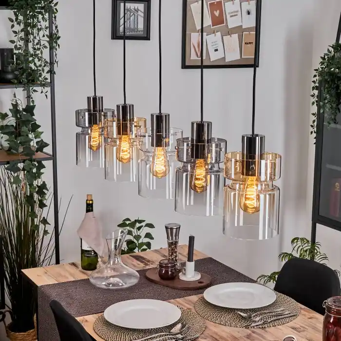 Seizoensaanbieding Hasvik Hanglamp, Hanglamp Zwart, 5-lichts