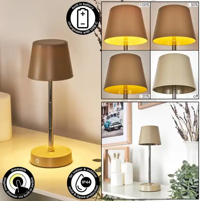 Gecertificeerd Amien Buiten tafellamp, Tafellamp LED Zandkleurig, Zilver, 1-licht