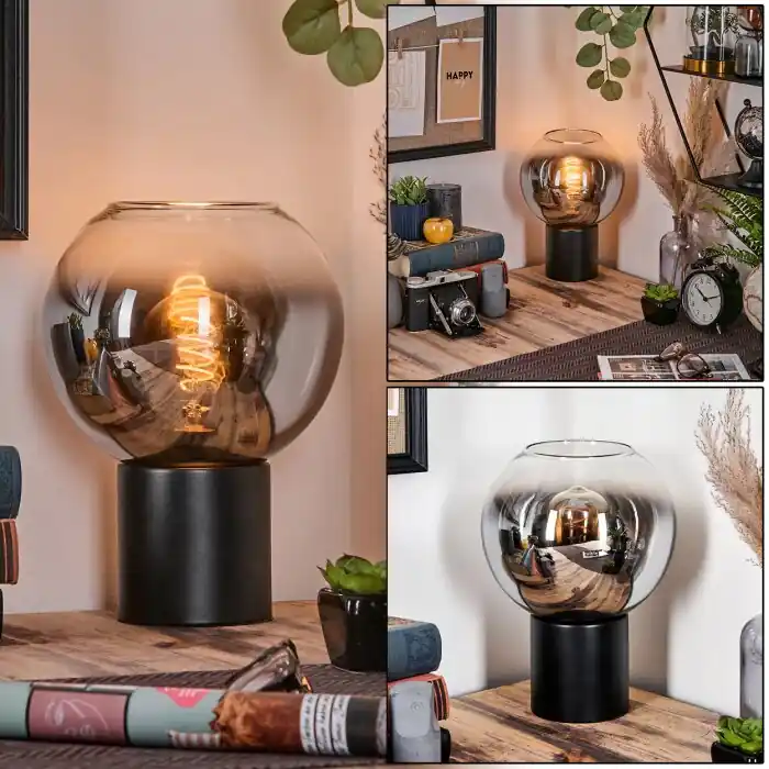 Laatste Versie Koyoto Kogellampje, Bureaulamp, Tafellamp Chroom, Duidelijk, Rookkleurig, 1-licht