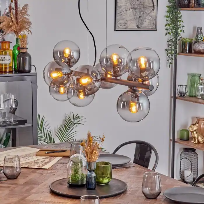 Merkproduct Gastor Hanglamp, Kogellampje, Hanglamp Duidelijk, Rookkleurig, 10-lichts