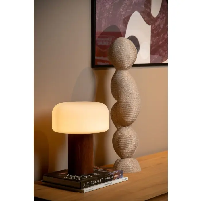 Express Levering Lucide KENAN Tafellamp Hout donker, 1-licht