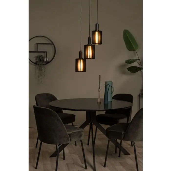 Lucide LAMBRES Hanglamp Zwart, 3-lichts Direct Verzonden