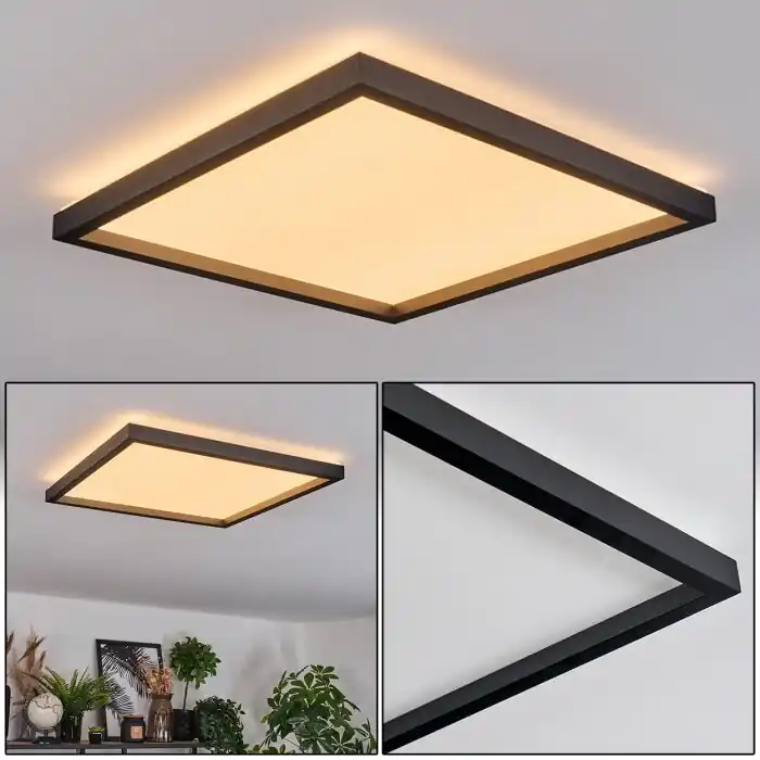 Xarel Plafondlamp, Paneel LED Zwart, 1-licht Gereduceerde Prijs