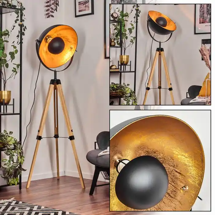 Finale Uitverkoop Jupiter Staande lamp Natuurlijke kleuren, Zwart, 1-licht