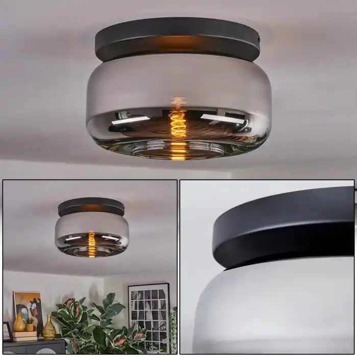 Exclusieve Aanbieding Boza Plafondlamp, Kogellampje Chroom, Rookkleurig, 1-licht