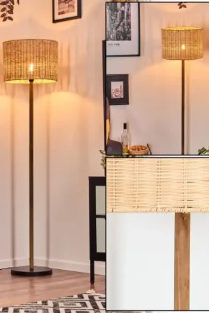 Actieprijs Cavaca Staande lamp Natuurlijke kleuren, Zwart, 1-licht