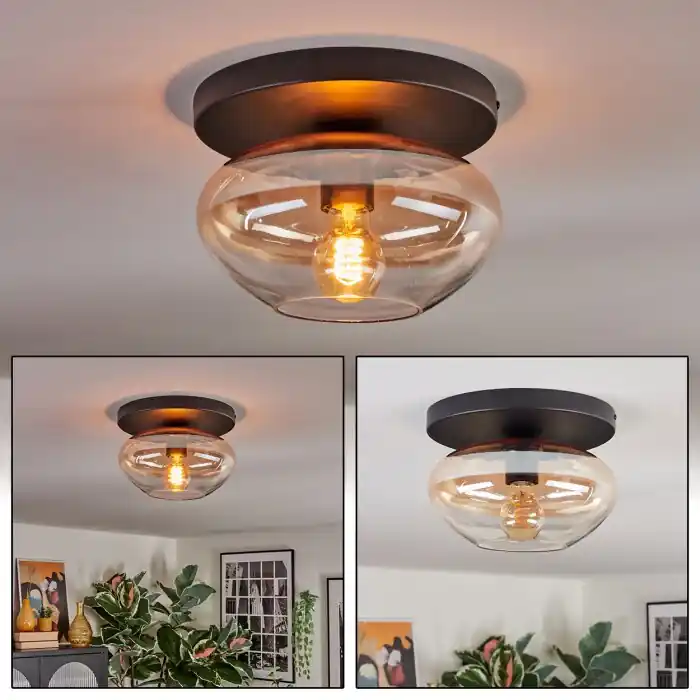 Mertola Plafondlamp, Kogellampje Amber, Duidelijk, 1-licht Meest Verkocht