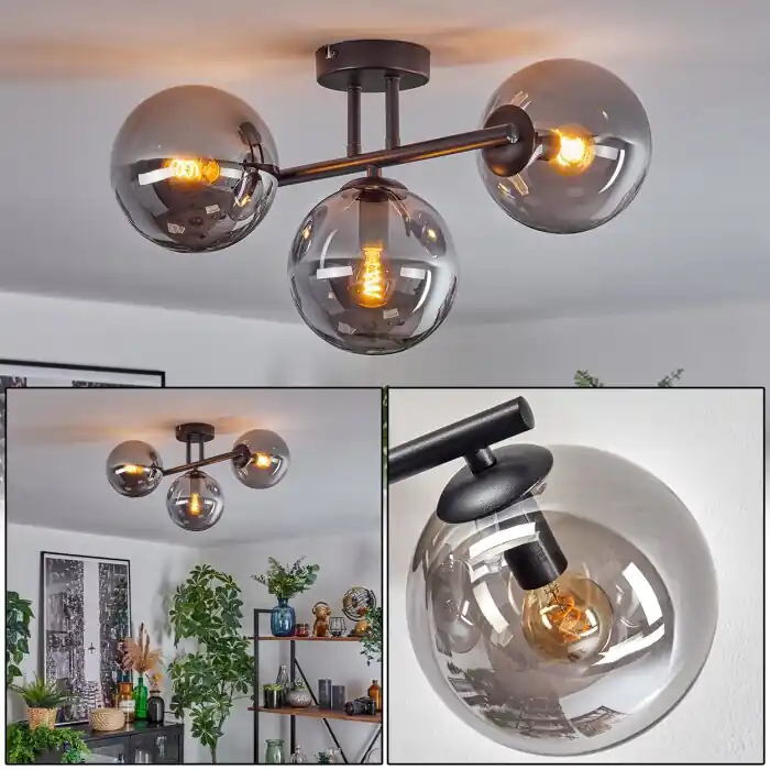 Bestseller Gastor Plafondlamp, Kogellampje Rookkleurig, 3-lichts