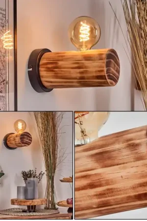 Alleen Vandaag Argea Wandlamp, Muurspot Donkerbruin, Natuurlijke kleuren, Zwart, 1-licht
