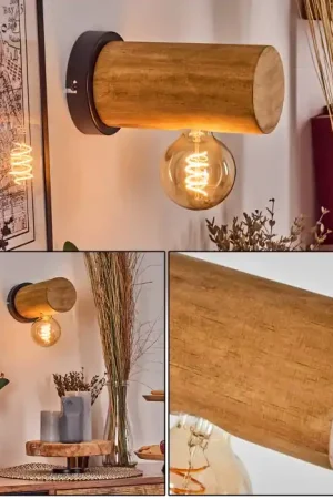Argea Wandlamp, Muurspot Bruin, Natuurlijke kleuren, Zwart, 1-licht Betrouwbaar