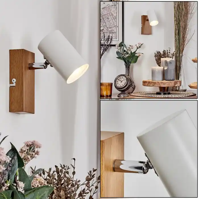 Shop Nu Gesteira Wandlamp, Muurspot Chroom, houtlook, 1-licht