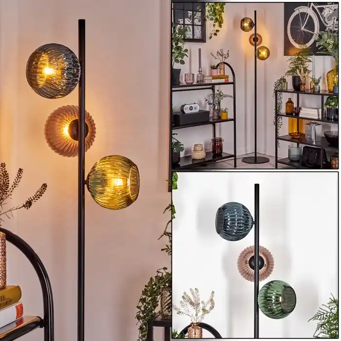 Koyoto Staande lamp Blauw, Groen, Koperkleurig, 3-lichts Merkproduct