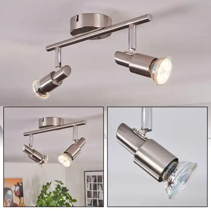 Crina Plafondlamp, Plafondspot LED Chroom, Nikkel mat, 2-lichts Hete Deal