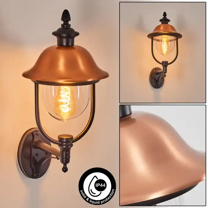 Gascon Wandlamp voor buiten, Wandlamp Koperkleurig, Zwart, 1-licht Exclusieve Aanbieding