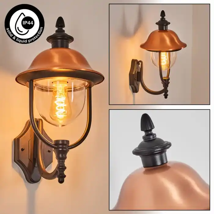 Gascon Wandlamp voor buiten, Wandlamp Koperkleurig, Zwart, 1-licht Exclusieve Aanbieding