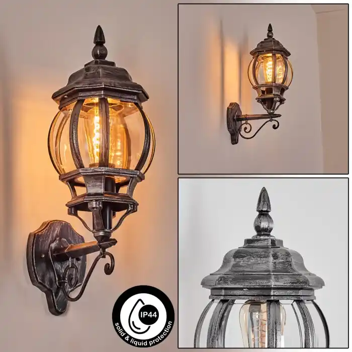 Lentua Wandlamp voor buiten, Wandlamp Zwart, Zilver, 1-licht Gereduceerde Prijs