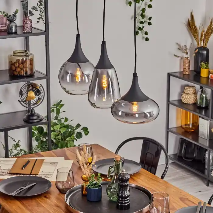Maynal Hanglamp, Kogellampje, Hanglamp Duidelijk, Rookkleurig, 3-lichts Direct Verzonden