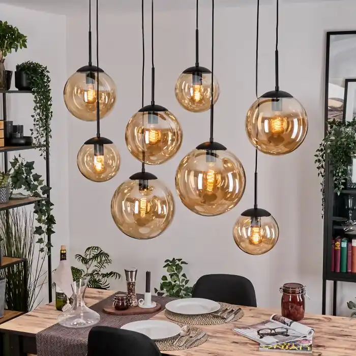 Gastor Hanglamp, Kogellampje, Hanglamp Amber, 8-lichts Merkproduct