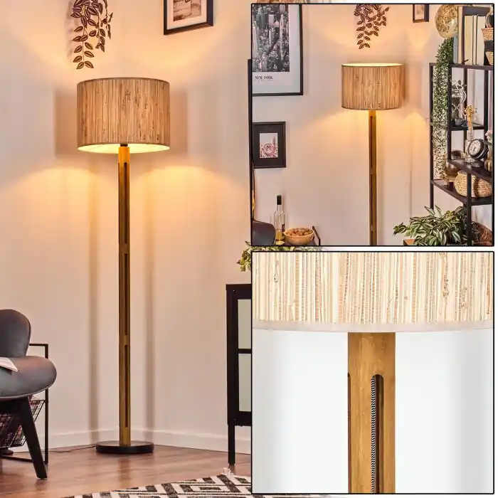 Bongal Staande lamp Bruin, Natuurlijke kleuren, Zwart, 1-licht Aanbieding