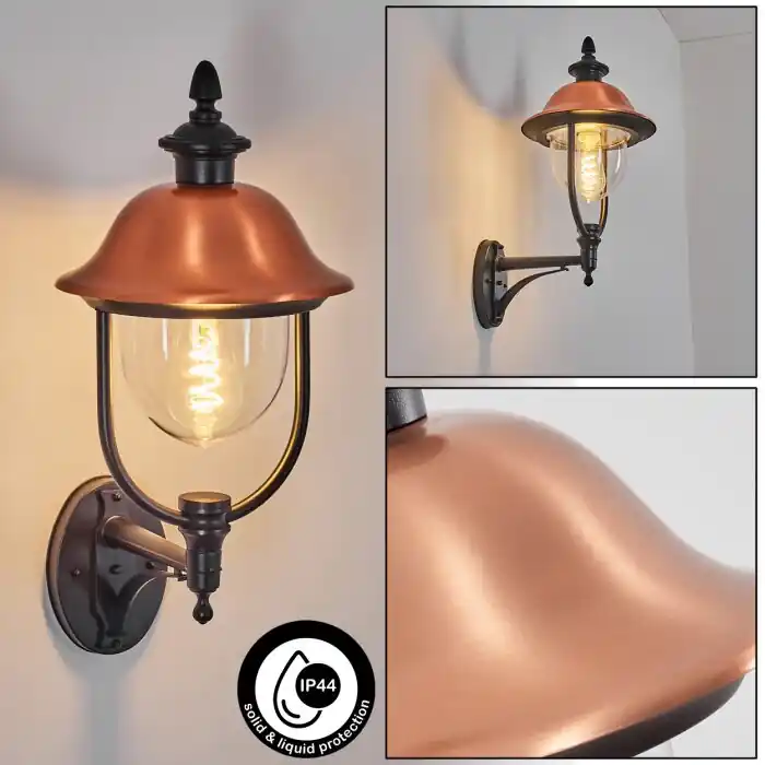 Gascon Wandlamp voor buiten, Wandlamp Koperkleurig, Zwart, 1-licht Favoriet