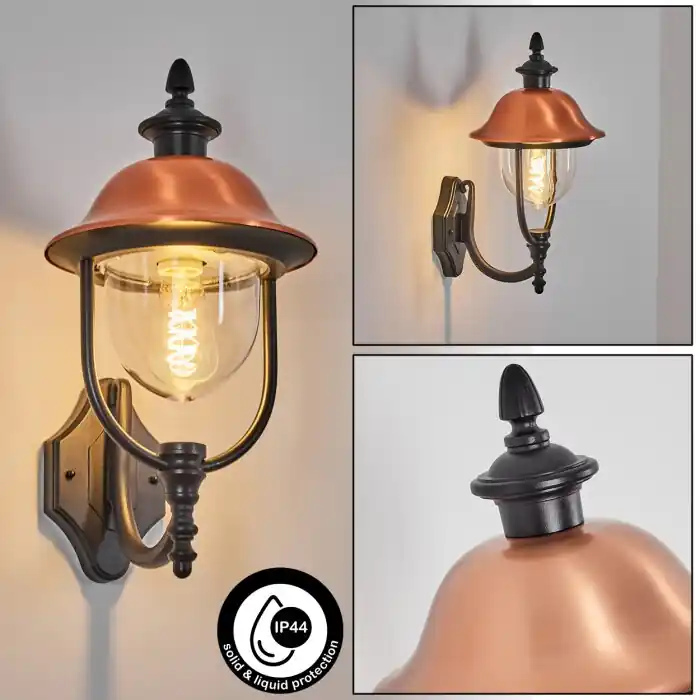 Gascon Wandlamp voor buiten, Wandlamp Koperkleurig, Zwart, 1-licht Beste Prijs