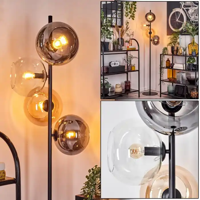 Apedo Staande lamp Amber, Duidelijk, Rookkleurig, 4-lichts Beperkte Voorraad