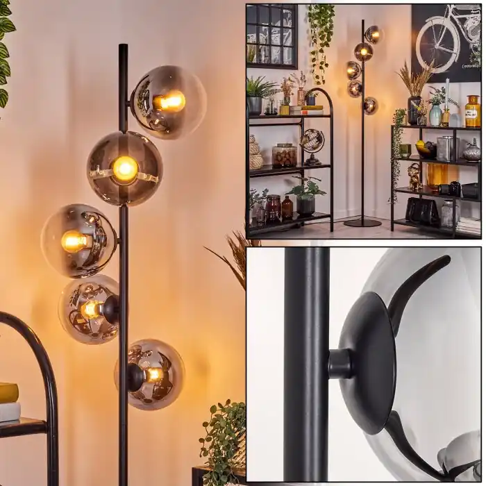Bestel Nu Gastor Staande lamp 33 cm Chroom, Duidelijk, Rookkleurig, 5-lichts
