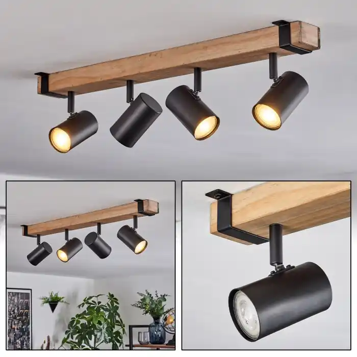 Storuma Plafondlamp, Plafondspot Natuurlijke kleuren, Zwart, 4-lichts Speciale Aanbieding