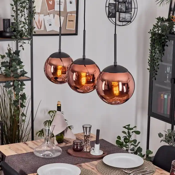 Gastor Hanglamp, Kogellampje, Hanglamp Koperkleurig, 3-lichts Fabrieksprijs