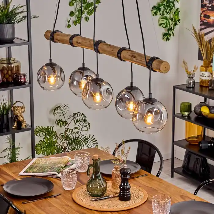 Ripoll Hanglamp, Kogellampje, Hanglamp Duidelijk, Rookkleurig, 5-lichts Bestel Nu