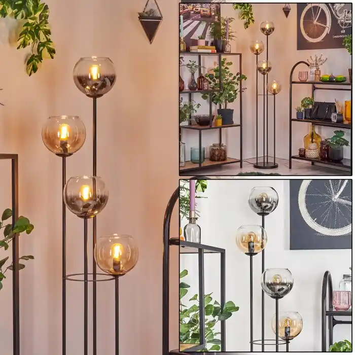 Koopje Koyoto Staande lamp 30 cm Amber, Duidelijk, Rookkleurig, 4-lichts