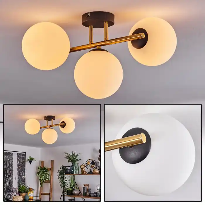 Merkproduct Gastor Plafondlamp, Kogellampje 42 cm Goud, Zwart, 3-lichts